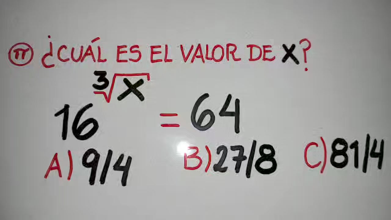Ecuación exponencial : 16^∛x = 64 ️Para su solución expresamos 16 y 64 ...