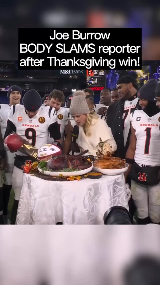 Joe Burrow BODY SLAMS NFL reporter Melissa Stark through the turducken ...