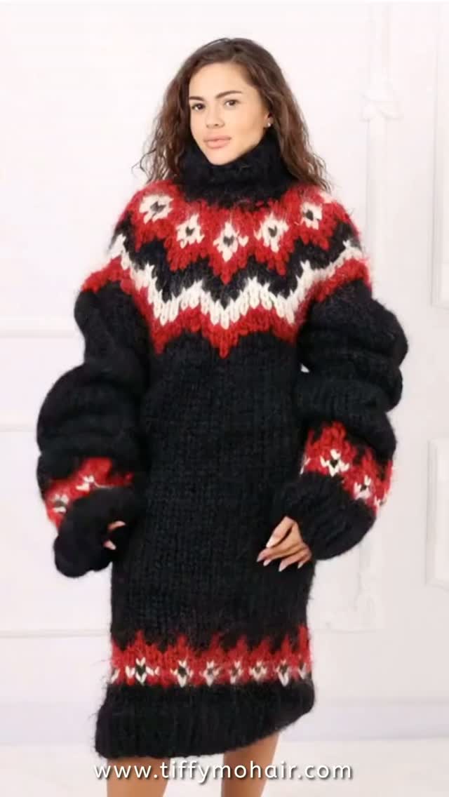 nordic knit dress What if a sweater became a dress? 🖤❤️, Chunky, oversized and impossible to ignore., A statement made slowly by hand — from soft wool and hours of craftsmanship., Nordic, but with a Tiffy Christmas sweater