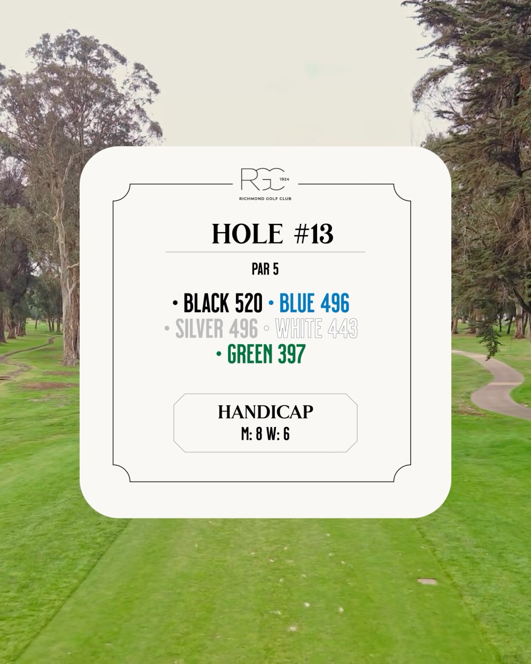 Standing on the tee of Hole #7, players are greeted by one of the most demanding par 3s at Richmond Golf Club., Playing downhill, this long one-shotter requires a powerful, committed swing to find the 