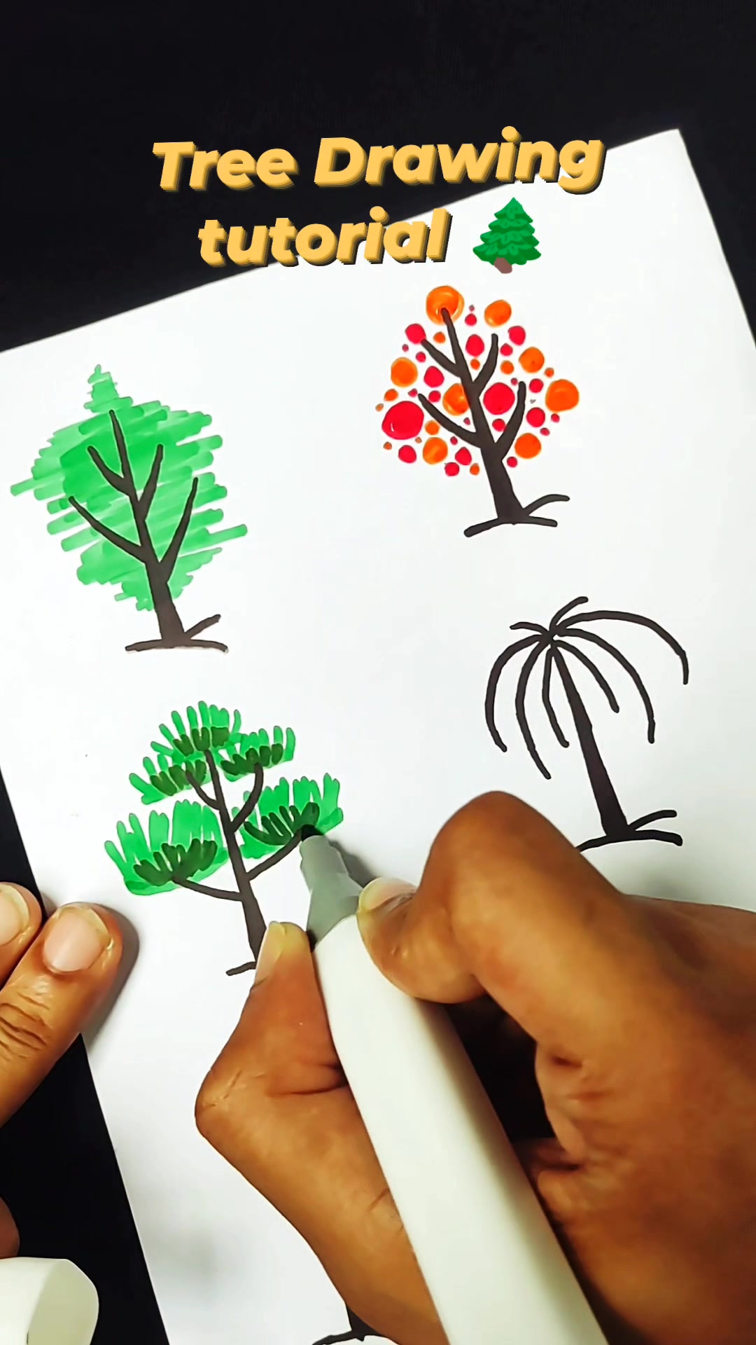 Tree Drawing tutorial for beginners easy to draw🌲 #trees #art #artist ...