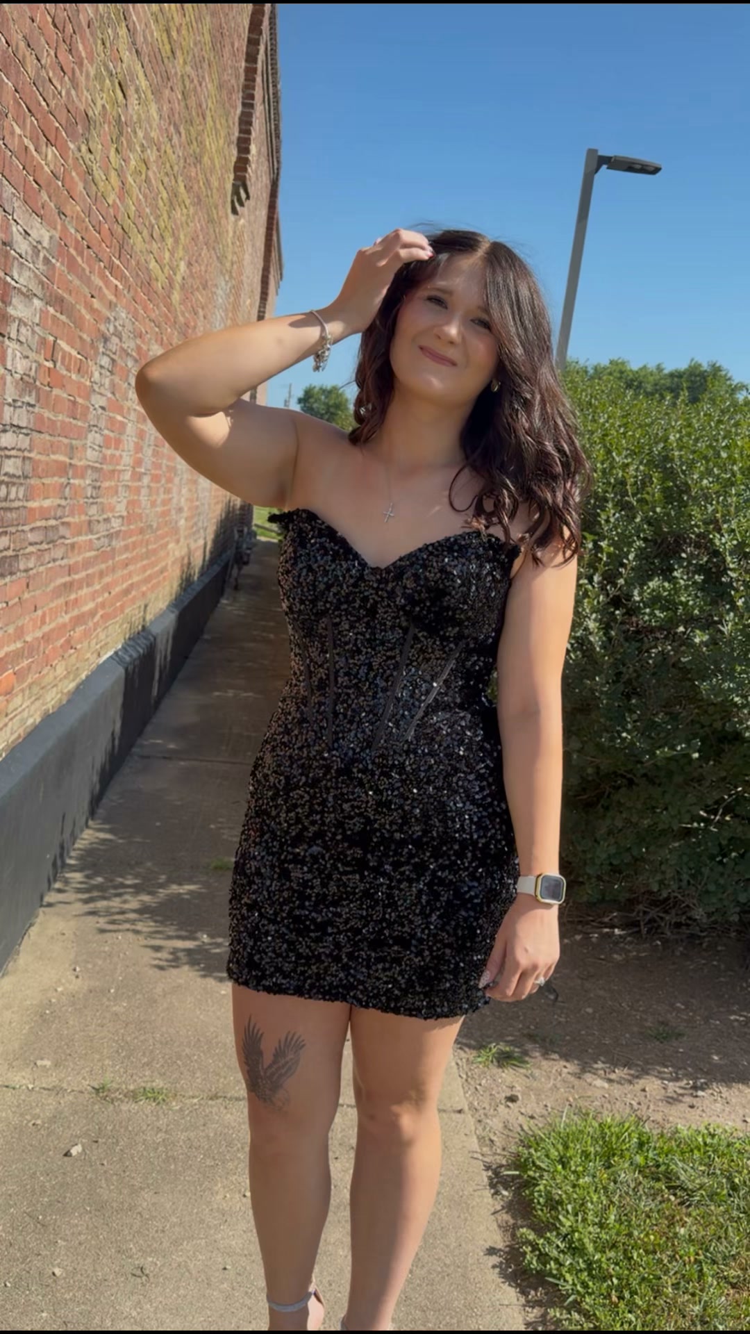mini black sparkly homecoming dress sequin dress!! Sparkle the night away in this mini, it up with a pair of colored heels, or give it that country edge with a pair of cowgirl boots. #hocodress #centralillinois Mini Neckline formal gown black BA&SH Daniela Mini Dress Train:Sweep Train (12-inch)