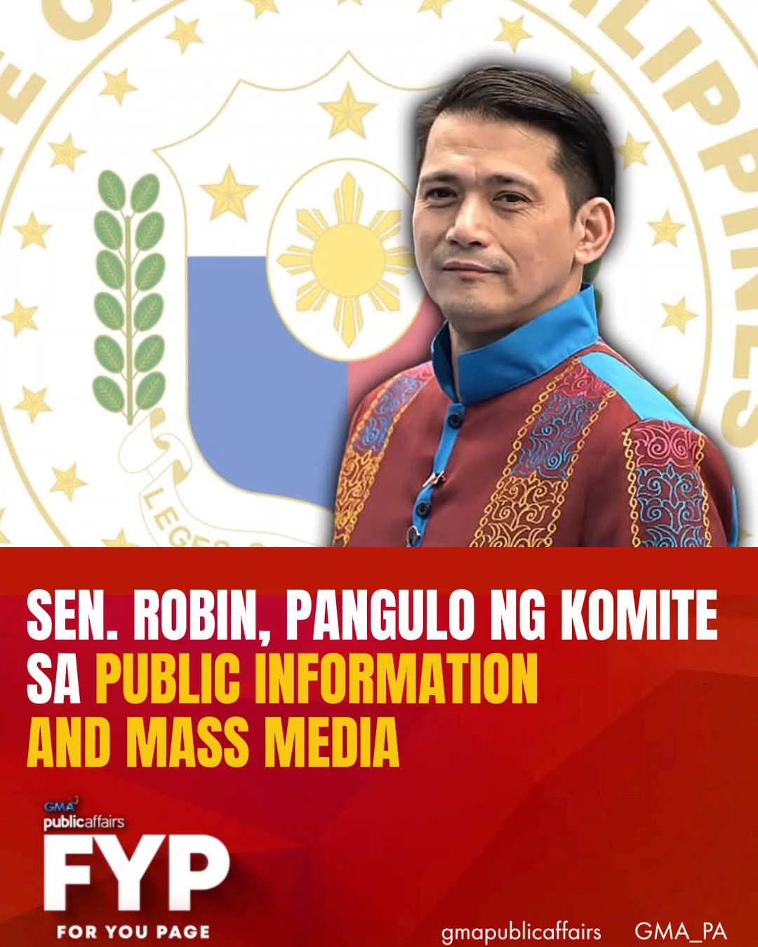 SENATOR ROBIN PADILLA, ITINALAGANG... - GMA Public Affairs | Facebook