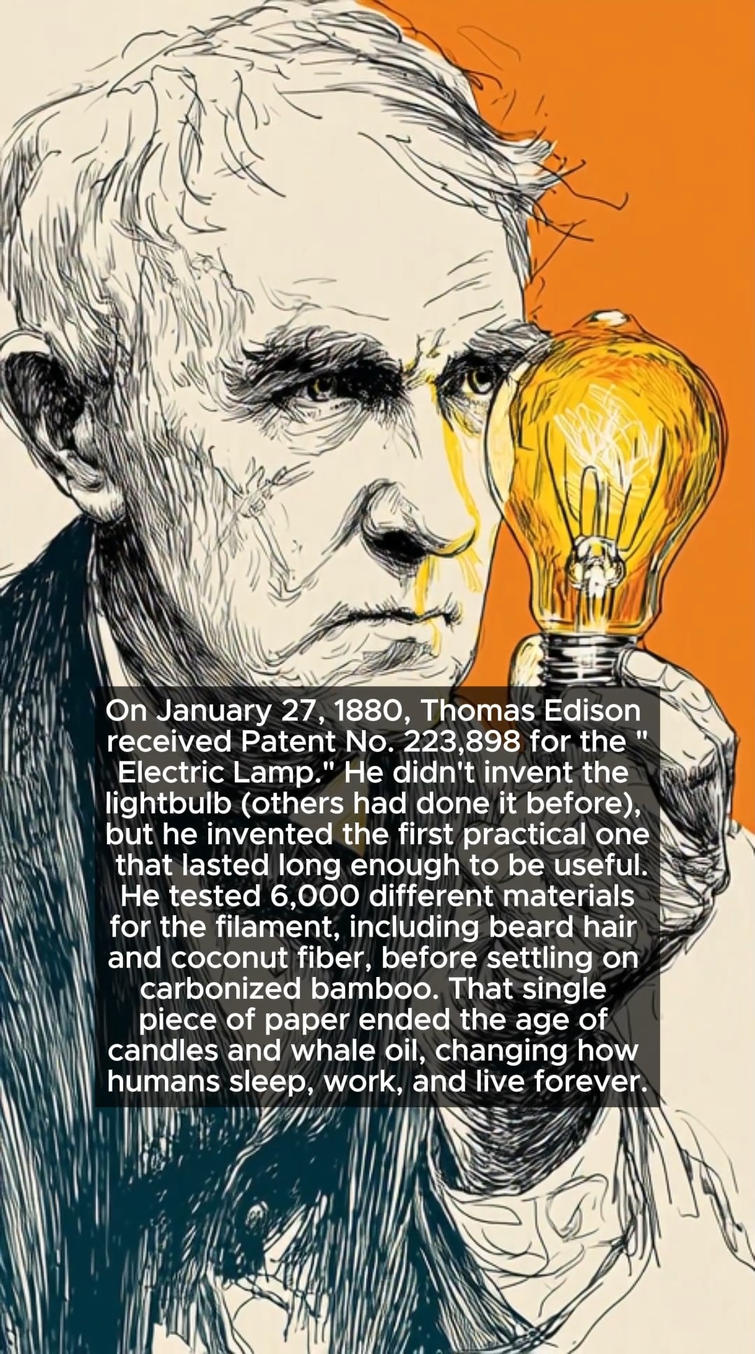 On January 27, 1880, Thomas Edison received Patent No. 223,898 for the ...