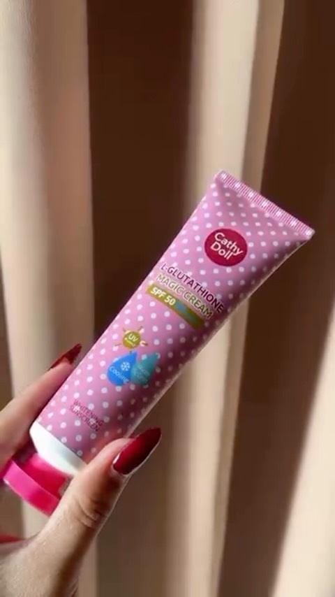 Your daily SPF, with a brightening boost., Meet Cathy Doll L-Glutathione Magic Cream SPF50 PA+++ — lightweight, non-greasy sun protection with a refreshing water-splash texture for a smooth, 