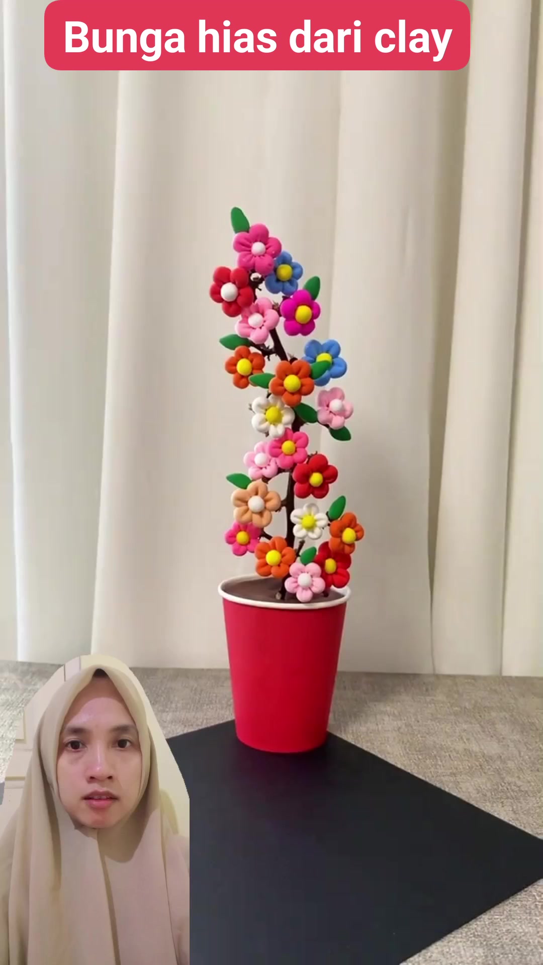 😲 ternyata begini cara bikin bunga hias dari clay dan ranting # ...