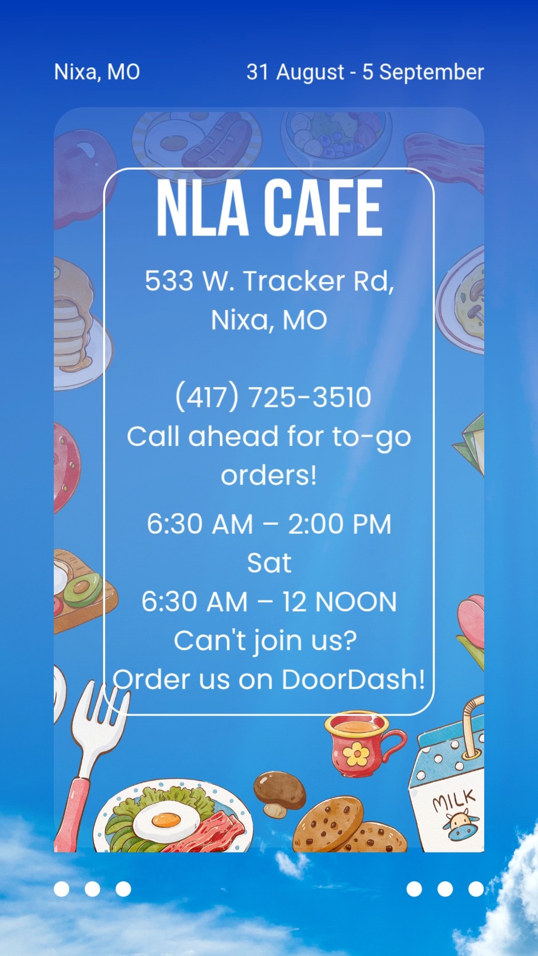 🌦️ BREAKING: THE NLA CAFE FOOD FORECAST IS IN. 🌦️ We've got a