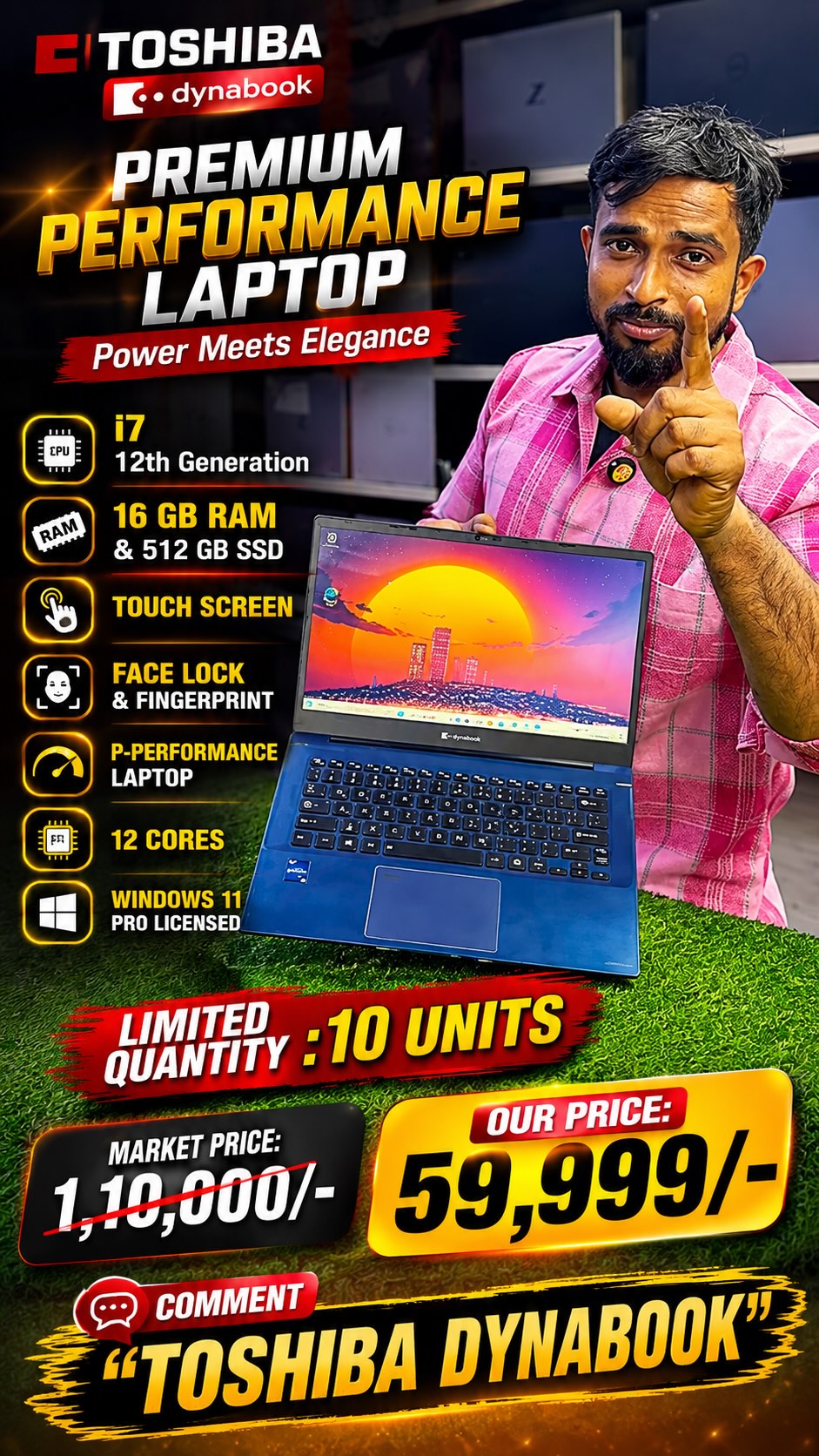 Dynabook 最新版 Core i7-12th, 16/512Gb 🔥 Toshiba Dynabook | i7 12th Gen | 16GB RAM | 512GB SSD