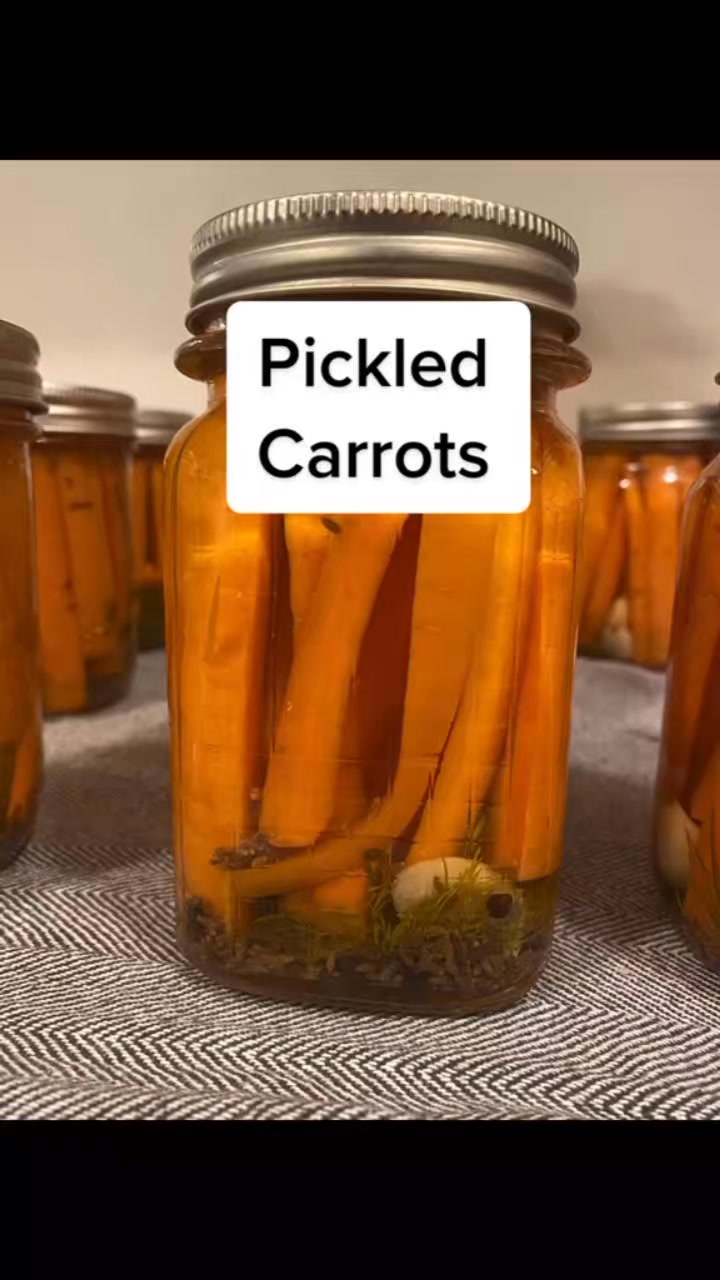 Pickled carrots, yes I reused an old salsa jar and an old pickle jar to ...