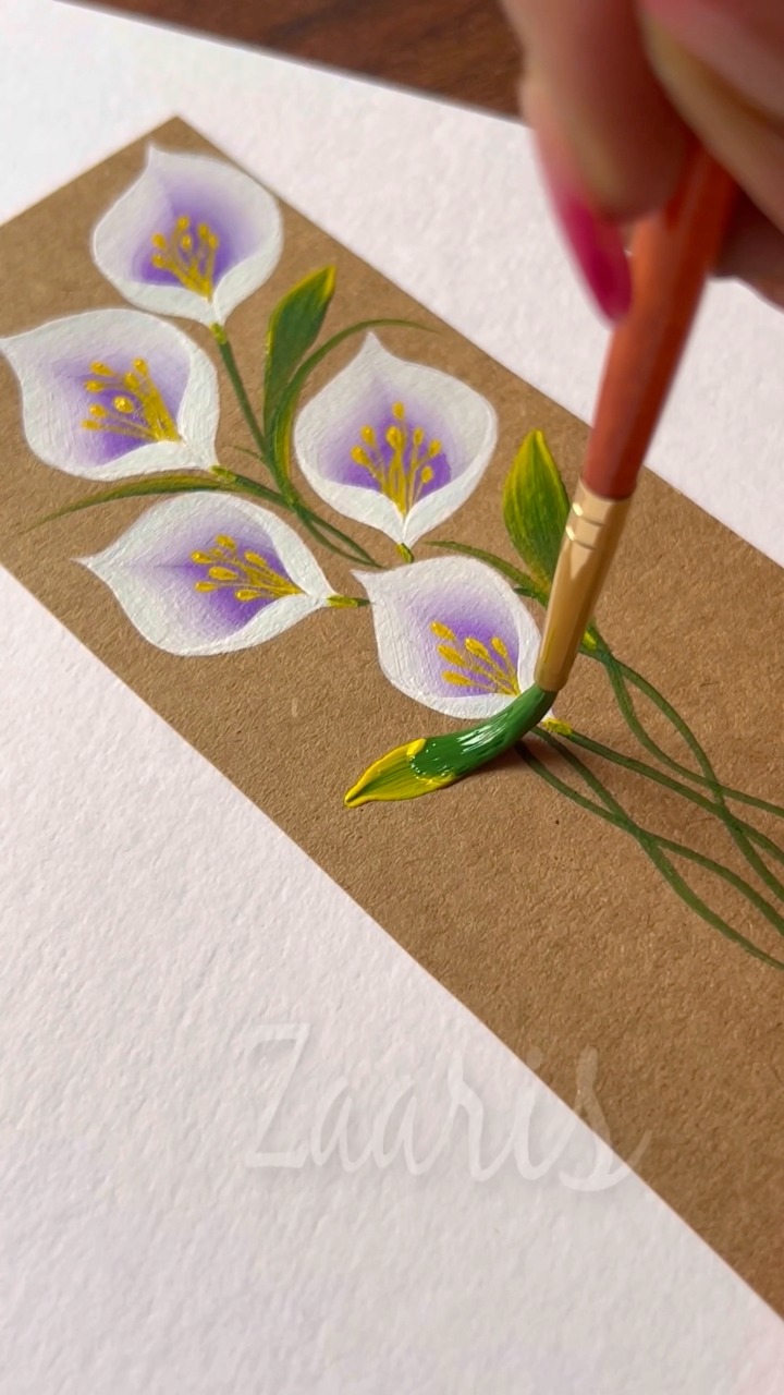 💜💯🫶Simple flower🌸 painting ideas using a angular brush and acrylic ...