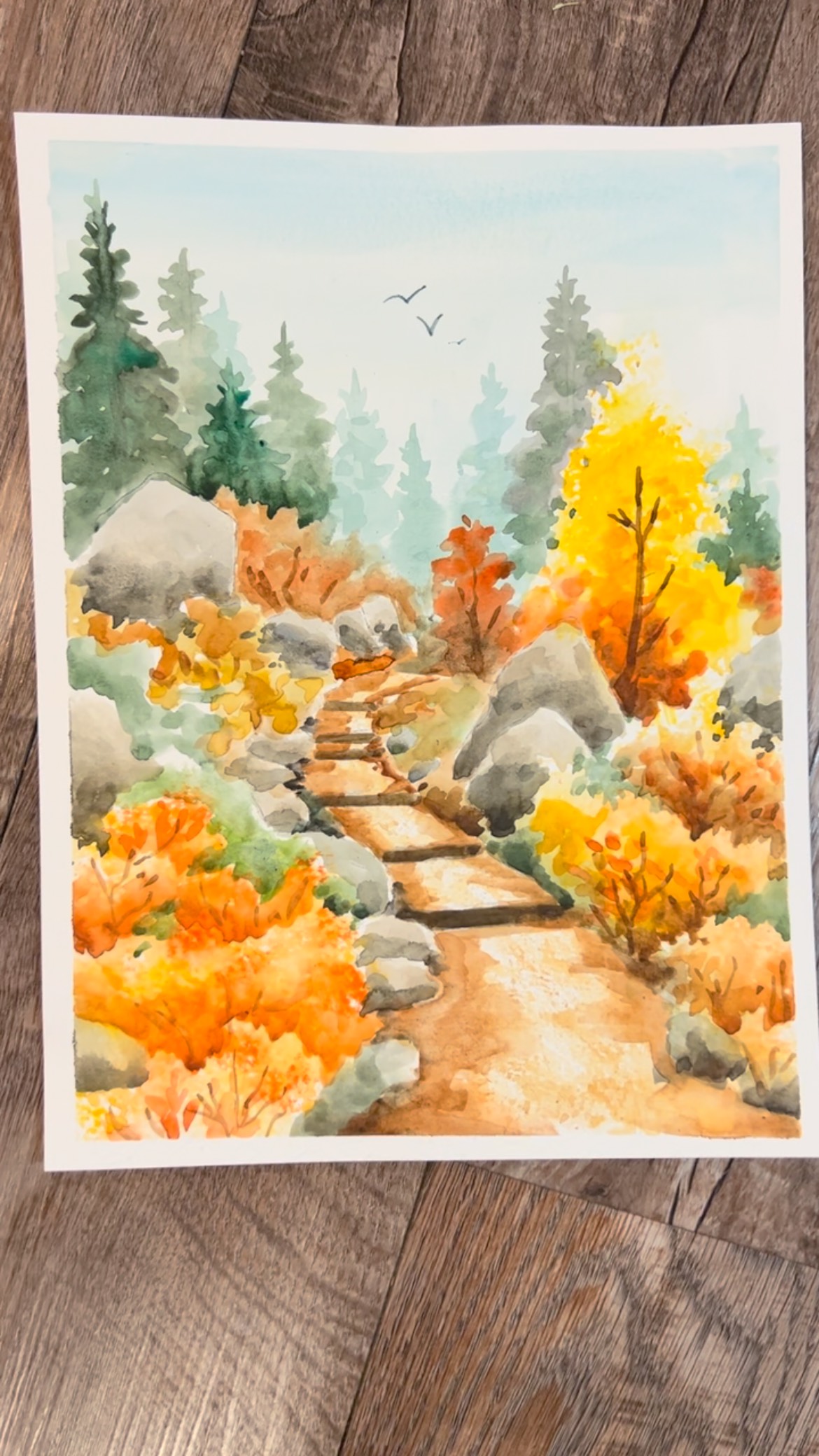 🍁🎨 Today in art class, we painted this autumn forest path — full of ...