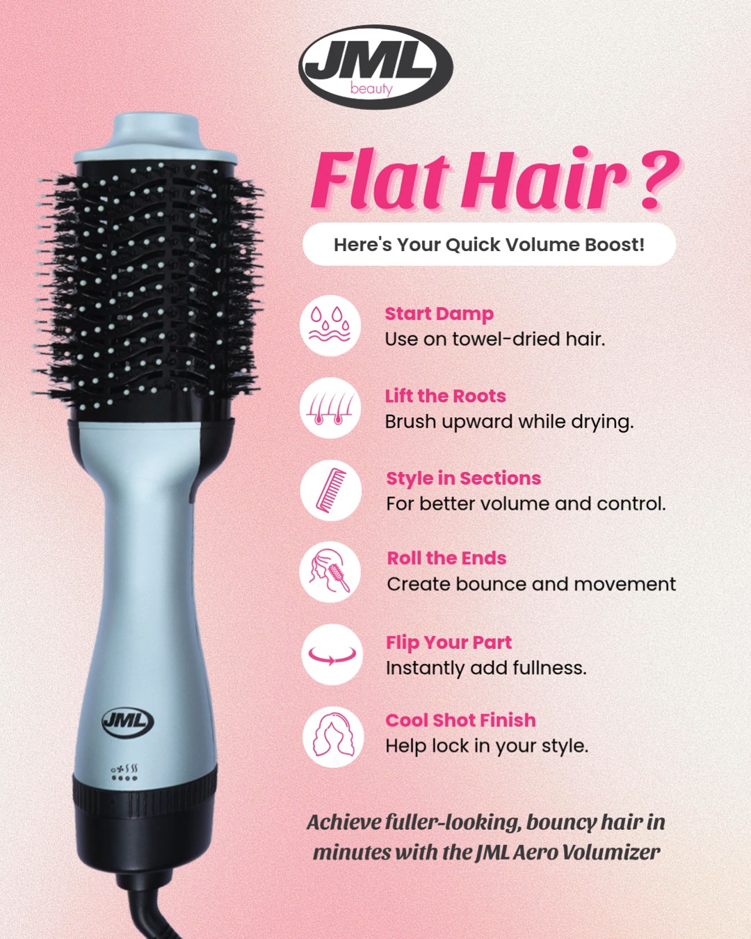 Introducing the NEW JML Aero Volumizer Brush with IONIC TECHNOLOGY
