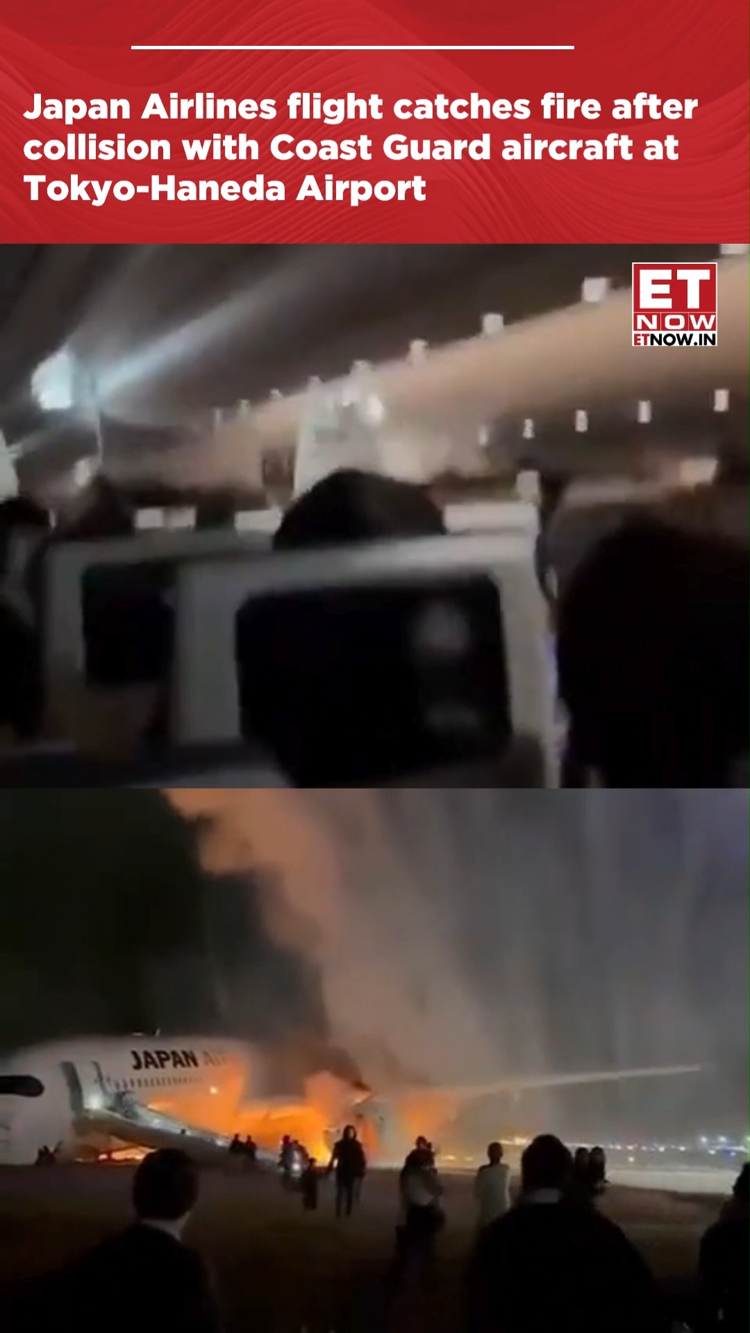 Japan Airlines flight catches fire after collision with Coast