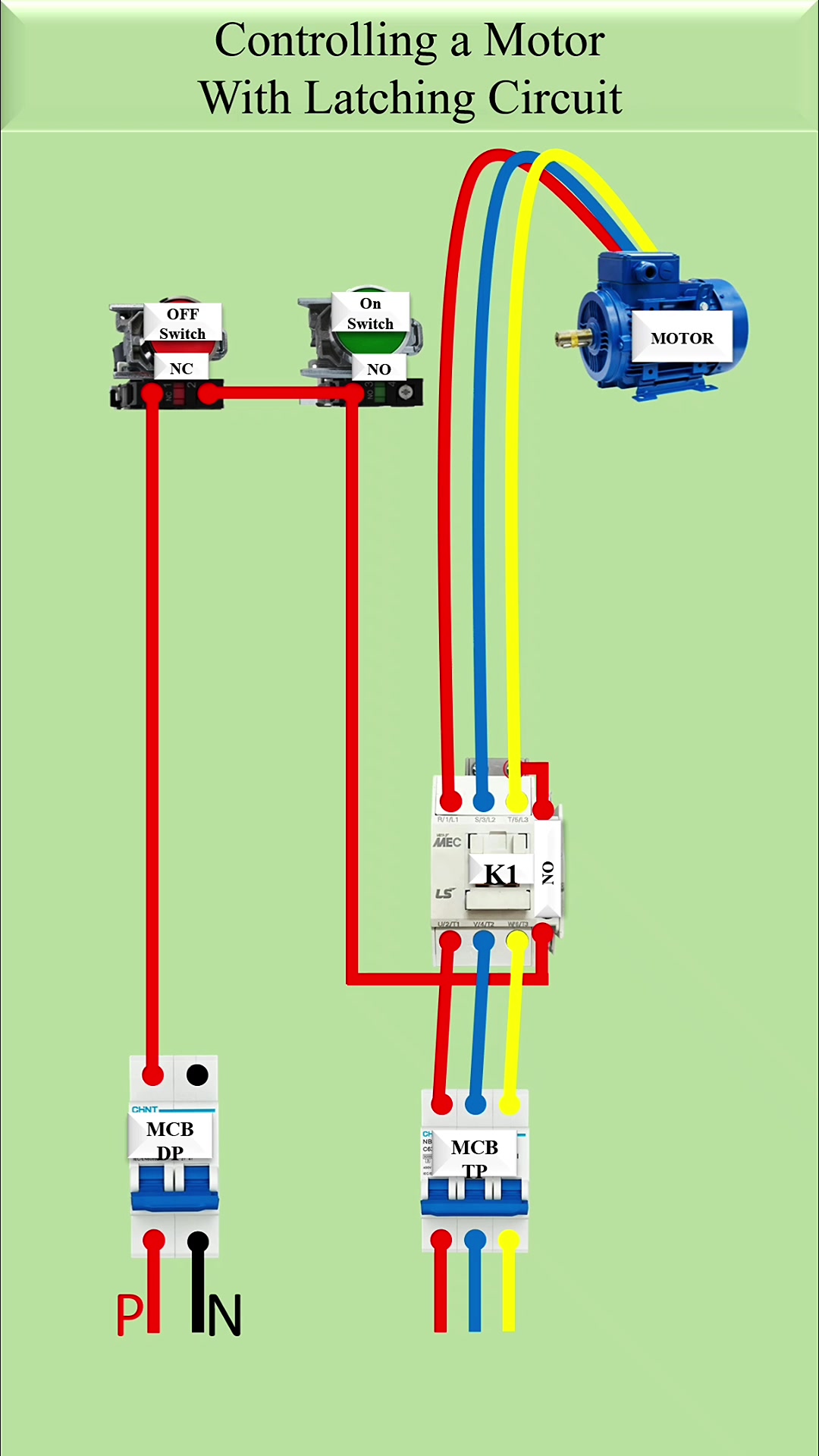 Dol stater motor control system connection diagram #IndustrialEquipment ...
