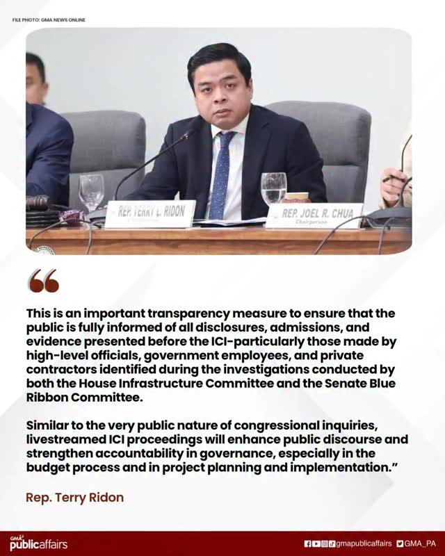 REP. TERRY RIDON, NAGPAHAYAG NG SUPORTA SA PAGLA-LIVESTREAM NG ICI ...