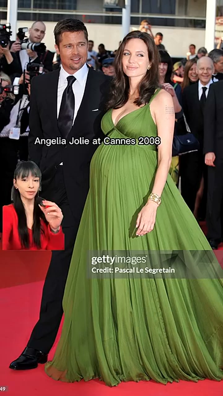 angelina jolie pregnant green dress Pregnancy Reveal at Cannes 2008 Fashion Review communion