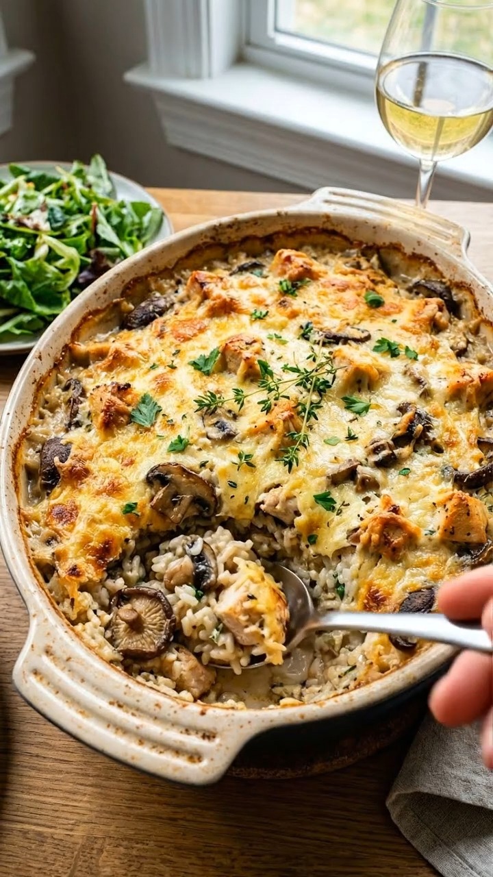 Gratin de riz au poulet et aux champignons ⏱️ Temps Préparation : 20 ...