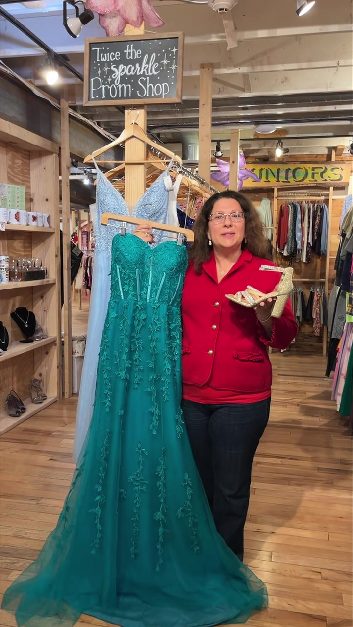 “Twice the Sparkle ~ Prom Shop” at M&C Clothing and Gifts is fully stocked and ready for Prom Season! We have a beautiful selection of designer dresses in different styles, colors and sizes, along 