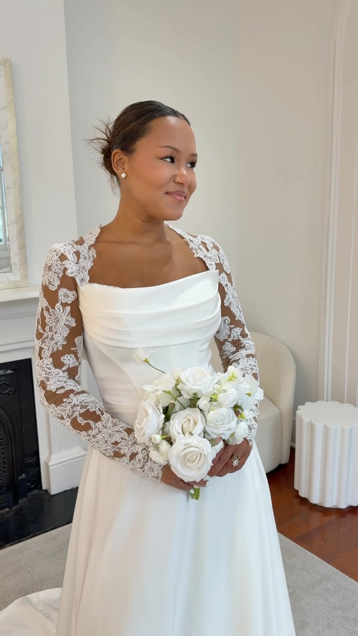 formal dresses fairhope al Meet ‘Katelyn’ by Justin Alexander 🤍 #beablissbride , This elegant charmeuse A-line gown featuring a romantic Queen Anne neckline adorned with delicate corded Alençon lace and soft tulle detailin is DTM_1/1-5/22/PDP>250?Rpv<=0.1