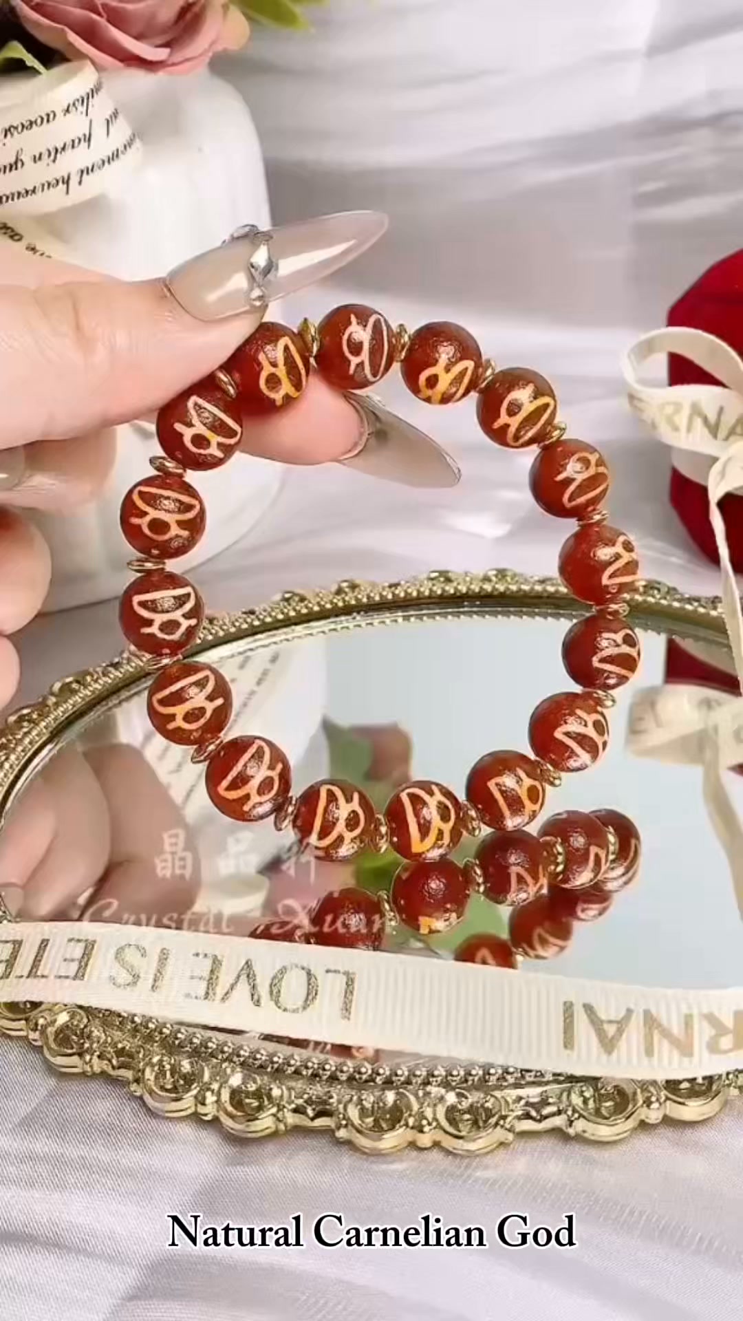 10mm✦𓂃 𝑻𝒊𝒃𝒆𝒕𝒂𝒏 𝑹𝒆𝒅 𝑪𝒂𝒓𝒏𝒆𝒍𝒊𝒂𝒏 𝑮𝒐𝒅 𝒐𝒇