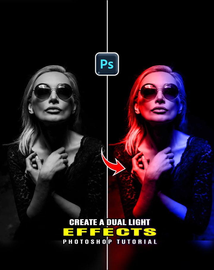 Master in Photoshop | How to create a dual light effect using Photoshop ...