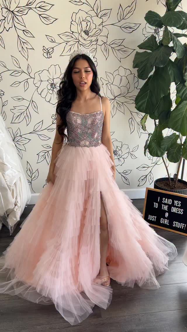 open lace back dress Three-Quarter-Sleeve Long Prom Dress with Glitter PromGirl