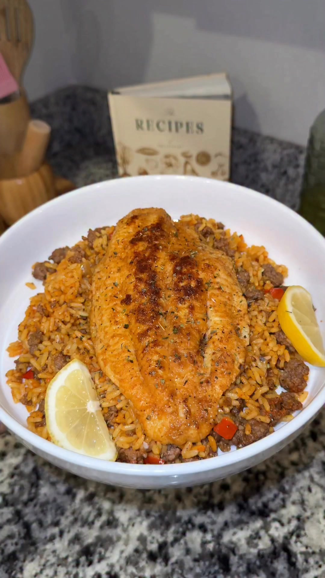 Blackened catfish over dirty rice #cookingreels #easyrecipe # ...
