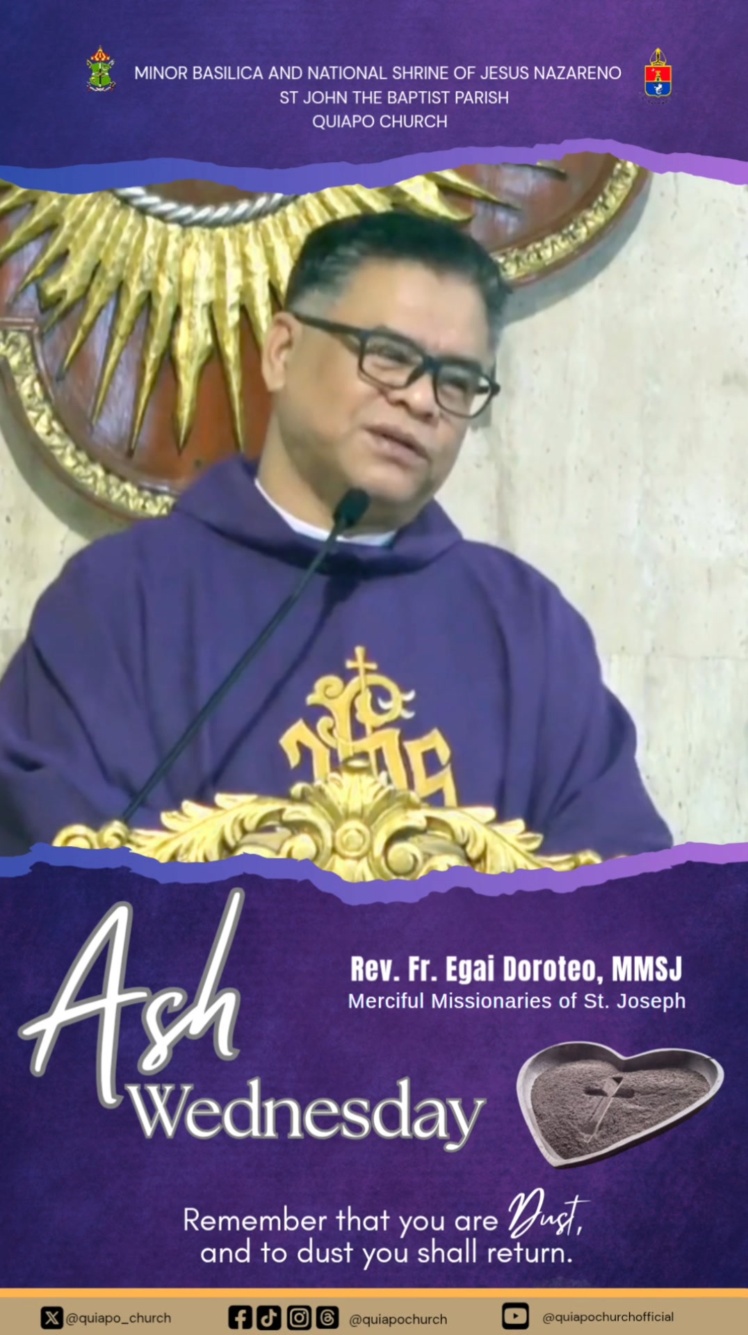 02-18-2026 | ASH WEDNESDAY “Reflect. Repent. Return.