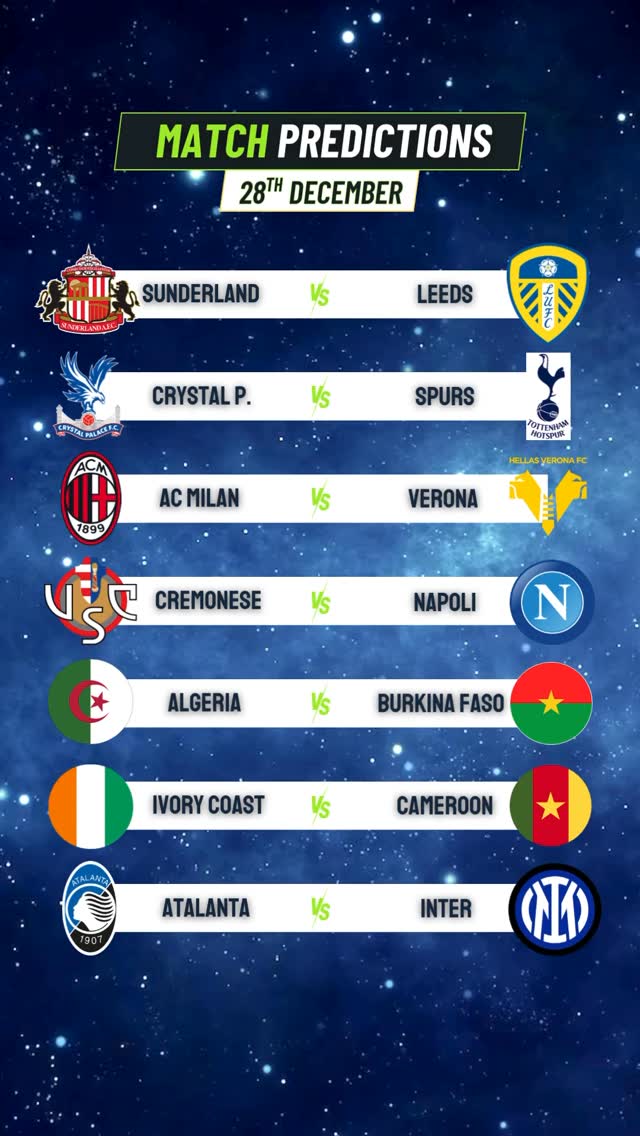 Today’s Matches Predictions | Spurs • AC Milan • Cameroon • Algeria ...