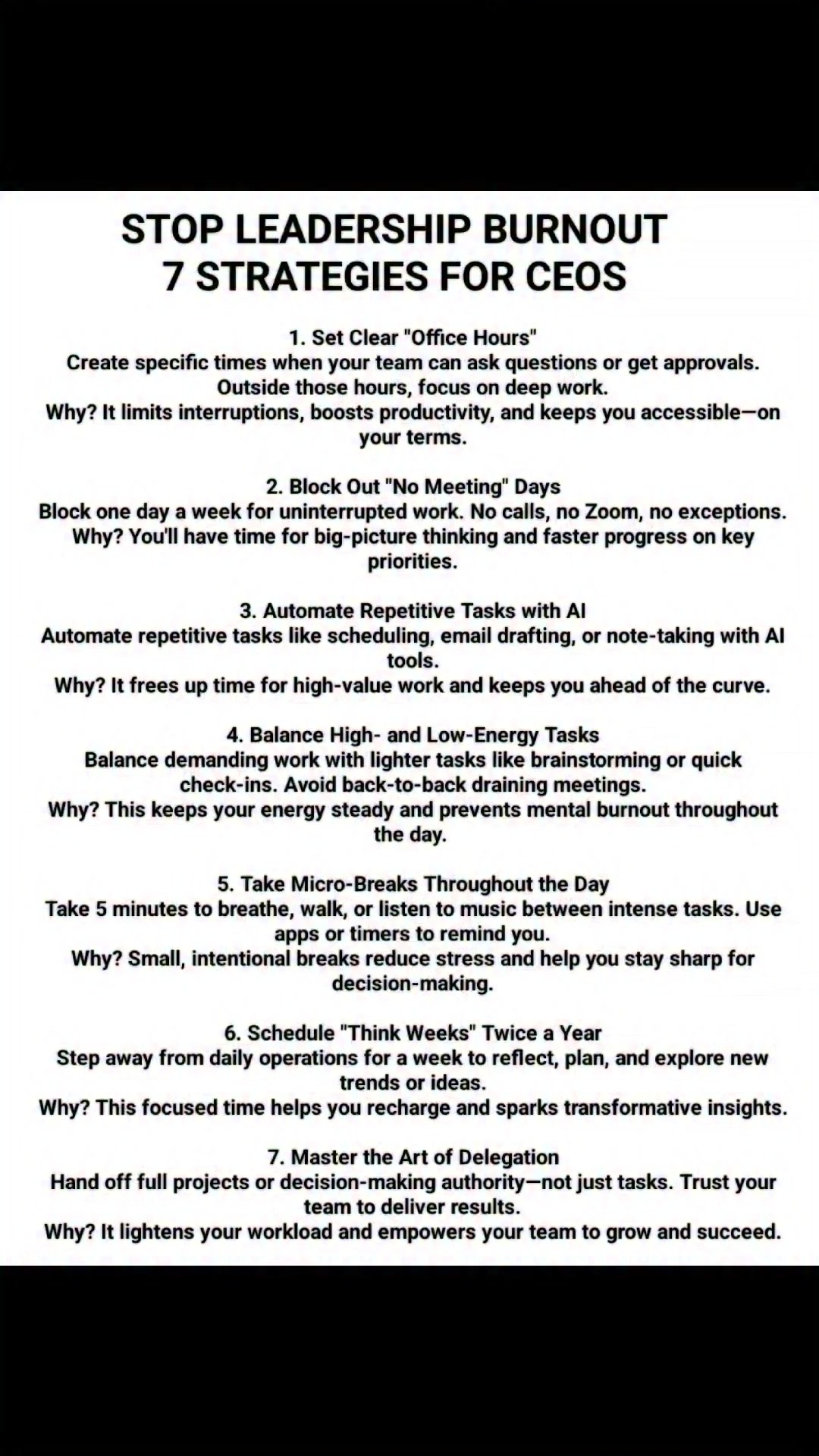 Stop Leadership Burnout 7 strategies for ceo's 👇 3 BONUS TIPS FOR BUSY ...