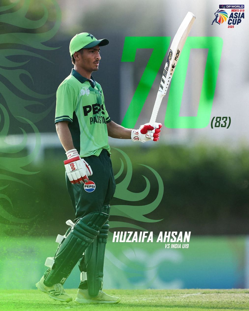 Pakistan's huzaifa ahsan Smashed 70 Runs vs India in U19 Asia cup😍 💪 # ...