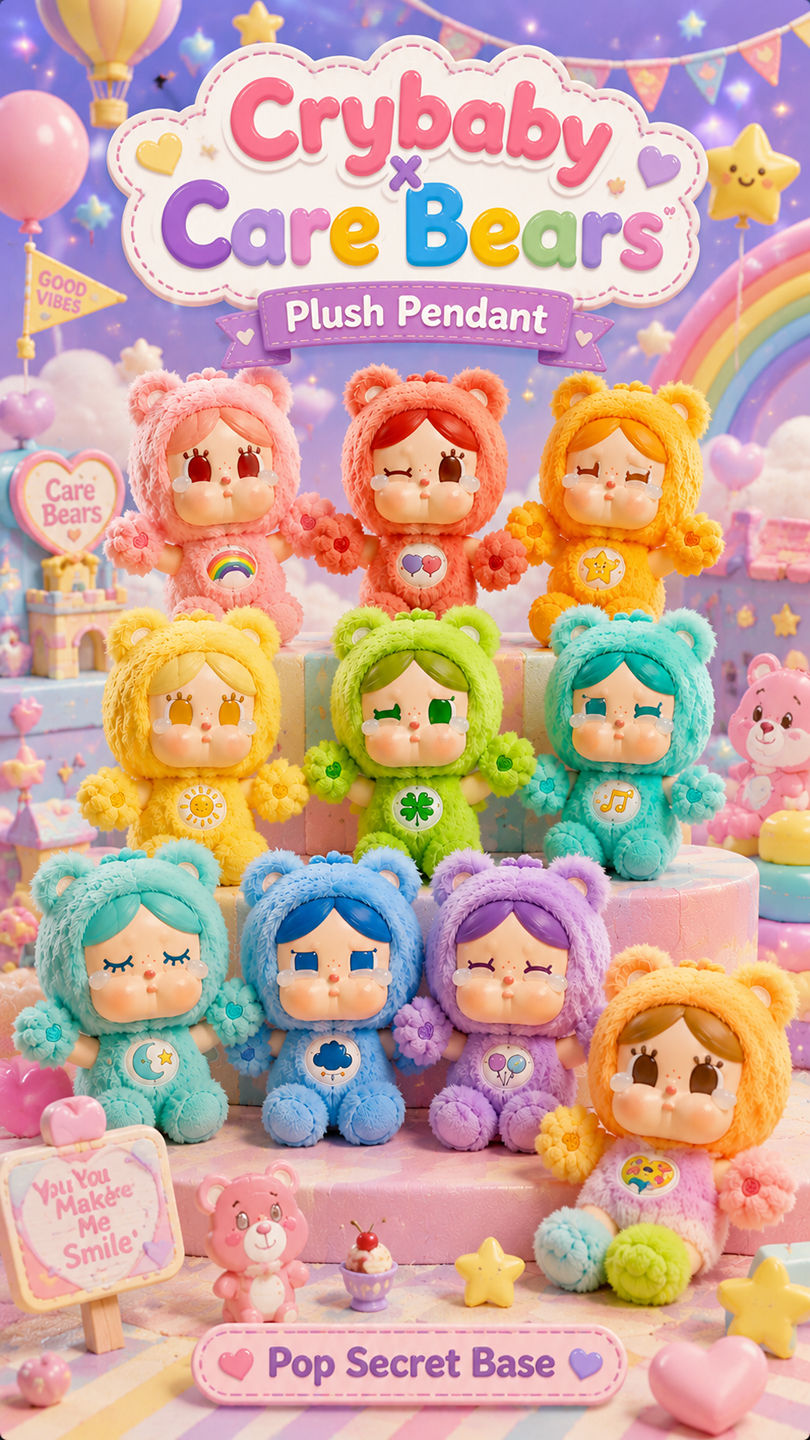 🌈🧸 Crybaby x Care Bears Plush Pendant is here! 💕 So fluffy