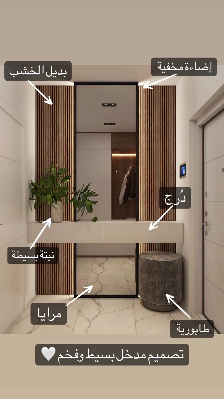 ديكور مدخل مودرن باستخدام بديل الخشب •تفاصيل•للتصميم الداخلي والخارجي ...