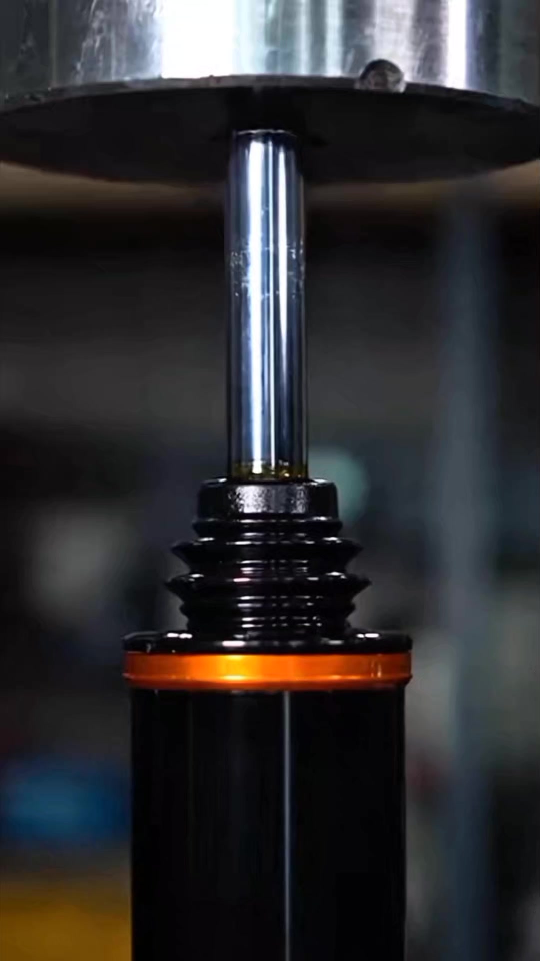 Hydraulic Press Crushing Car Shock Absorber Oil, metal, and pressure ...
