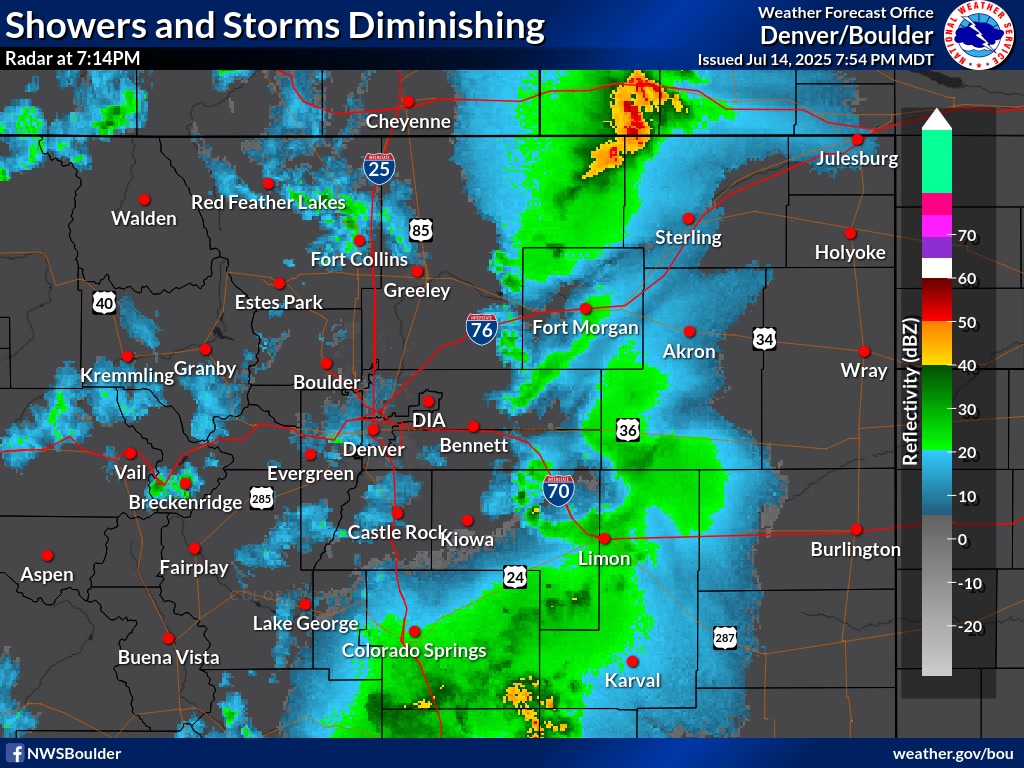 Thunderstorms will continue near the northeast corner of Colorado ...