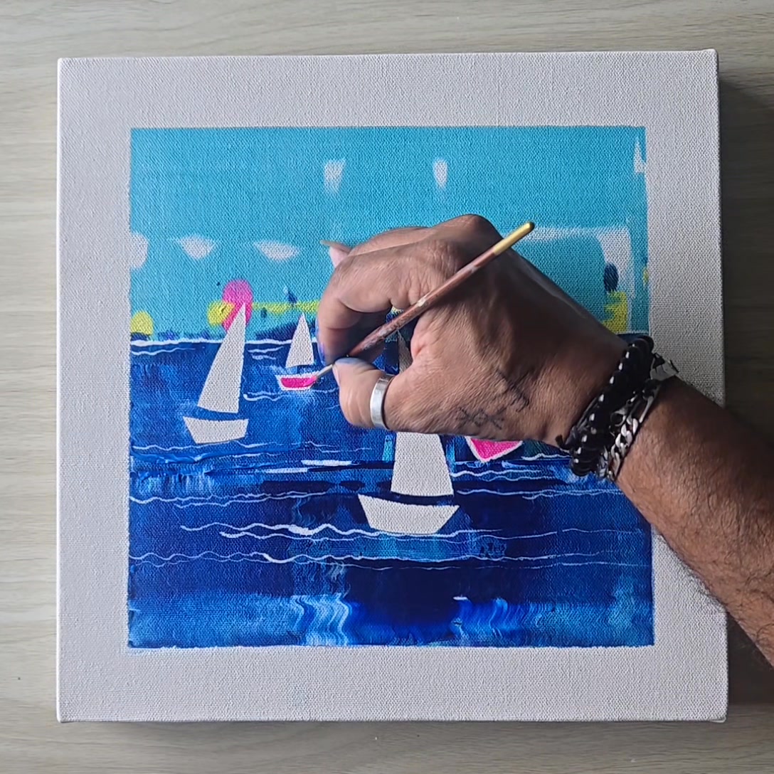 Easy acrylic painting 😍😍 Simple acrylic painting using window wiper and ...