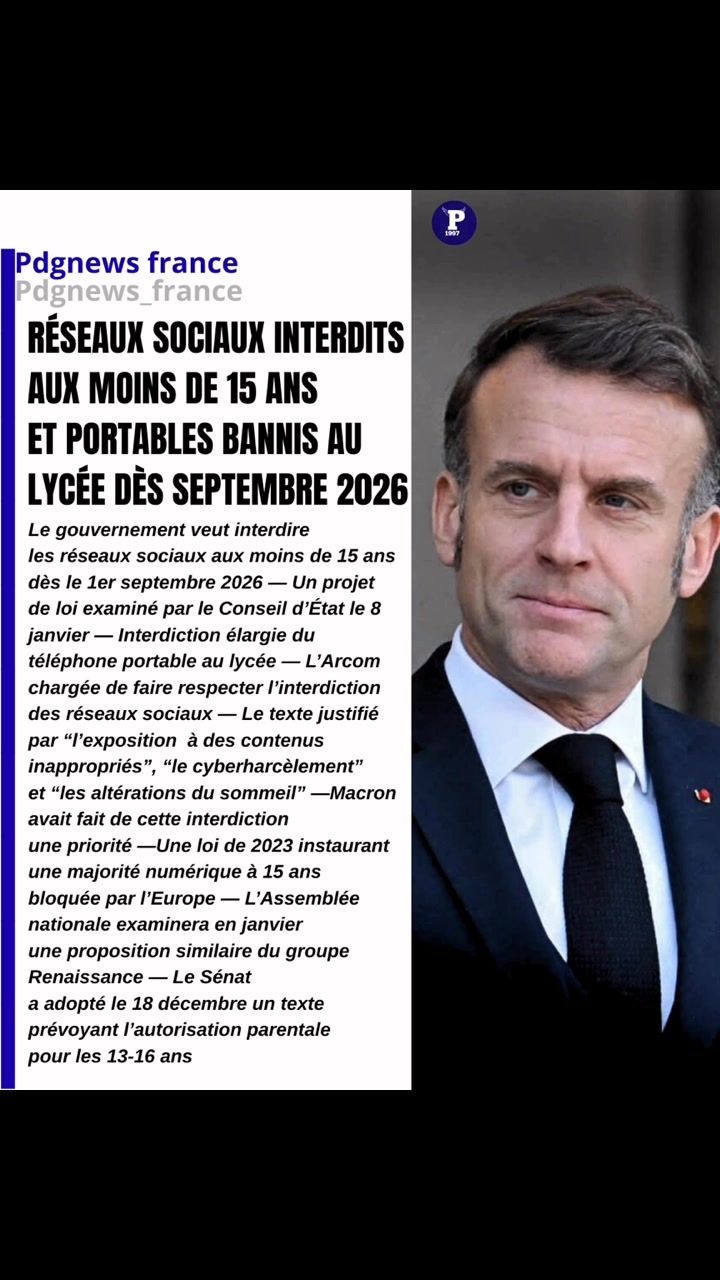 Réseaux sociaux interdits aux moins de 15 ans et portables bannis au ...