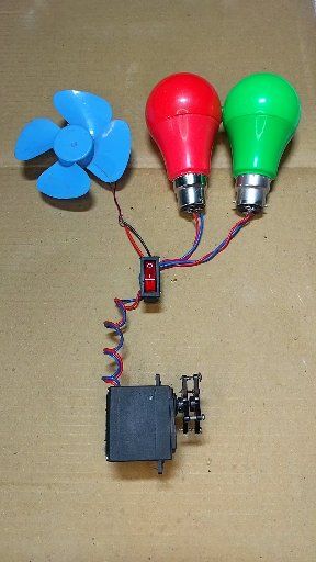 Running a Gear Motor Generator Powering In Two LED Light and DC Fan ...