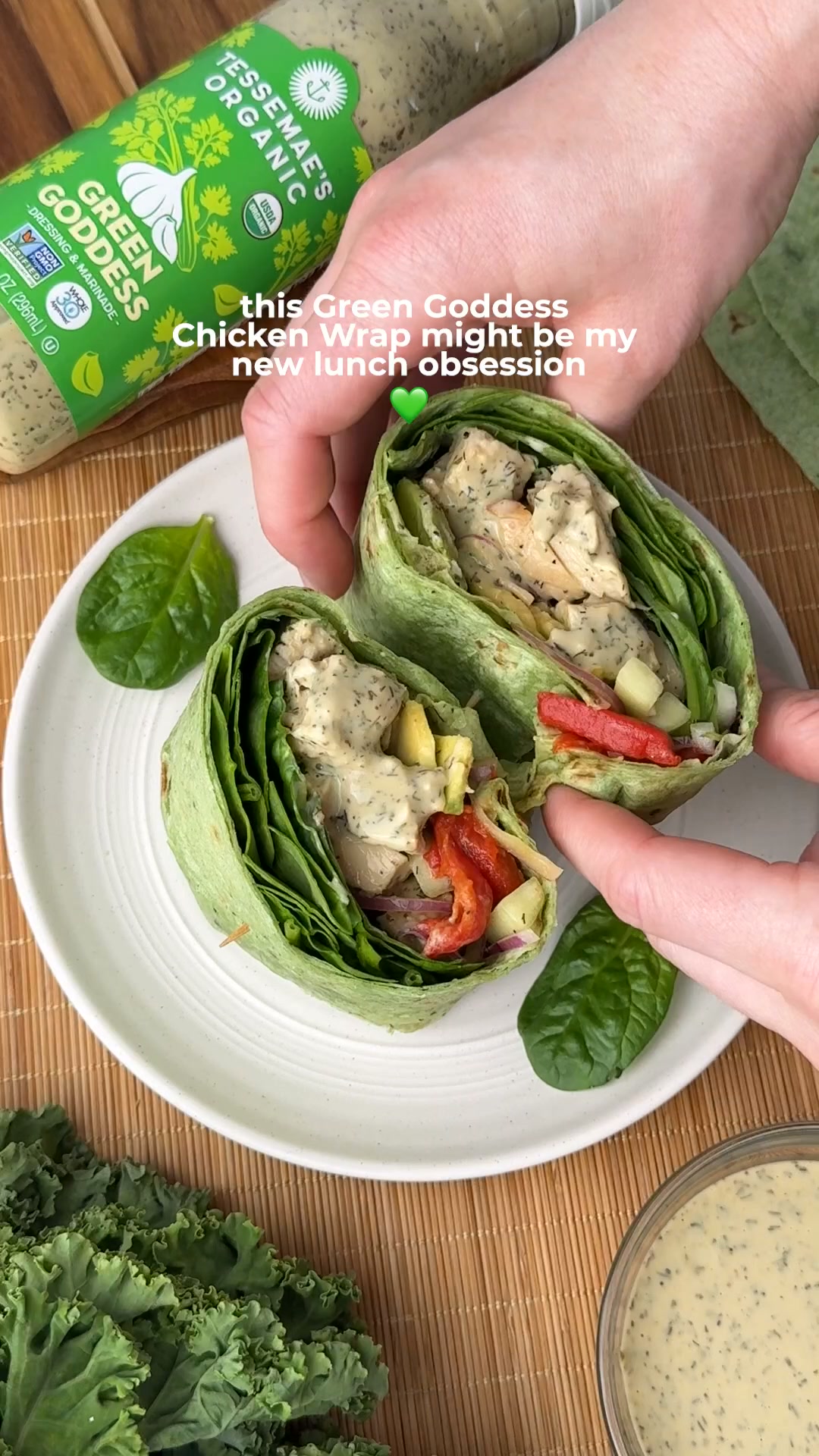 🚨Tessemae's Green Goddess Dressing is officially here, and we're putting it on everything! It's the perfect way to level up your summer lunches.🚨, You’ll need:, 💚Tessemae's Organic Green Goddess 