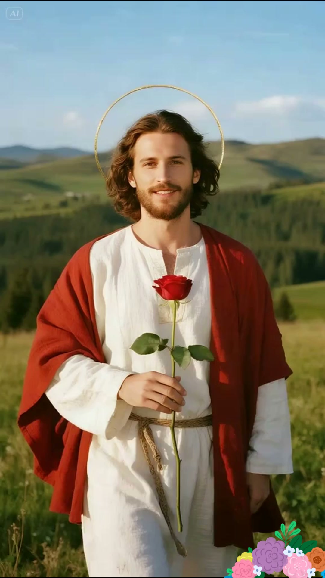 God of Roses Jesus Christ 赤 ロングカーディガン God of Roses Jesus