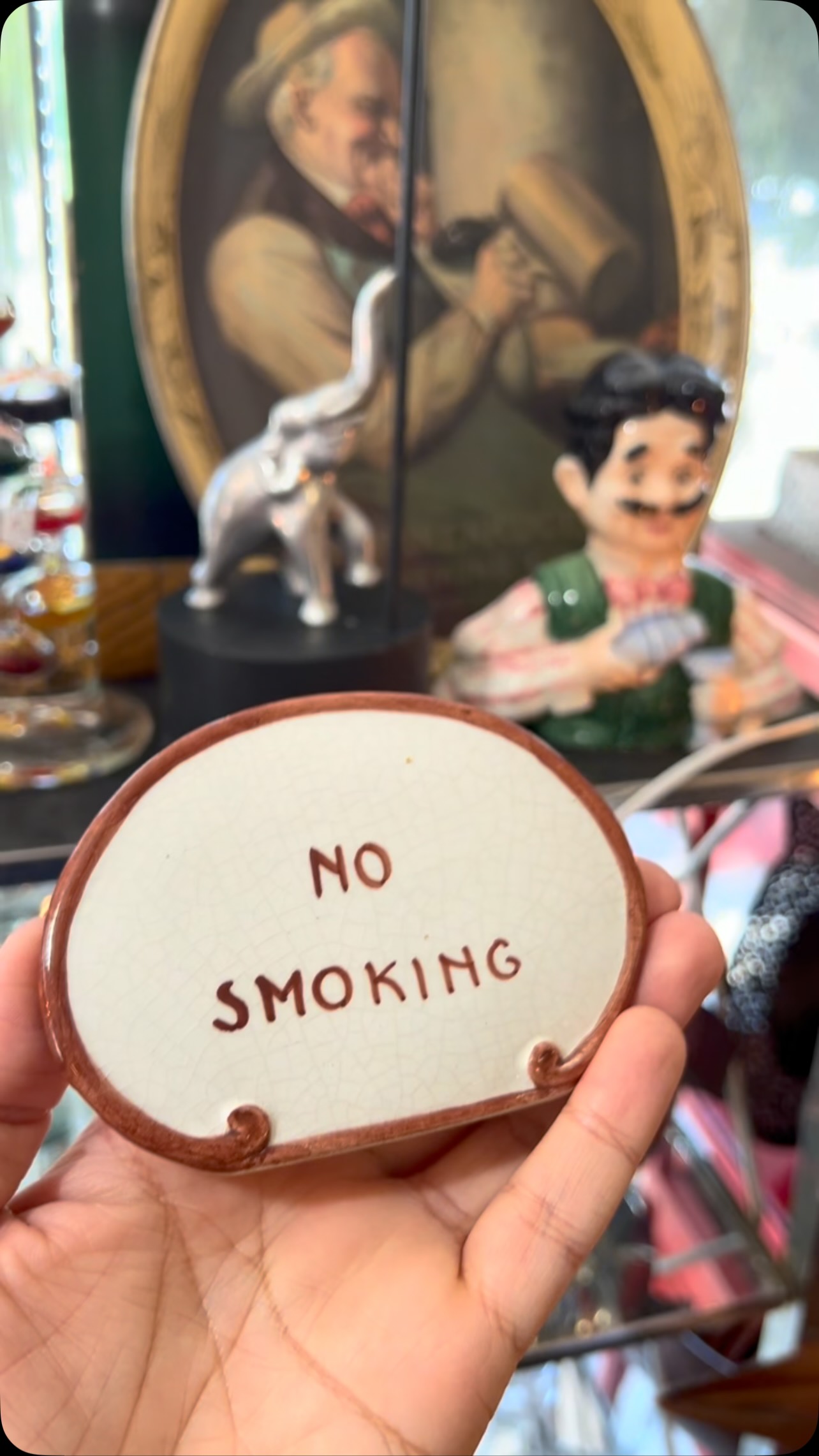Vintage glazed ceramic 'No Smoking' sign $12.95