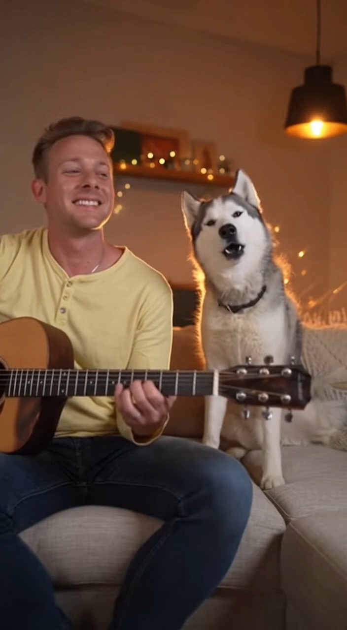 When You Try to Play Guitar… but Your Husky Thinks He’s the Lead Singer ...