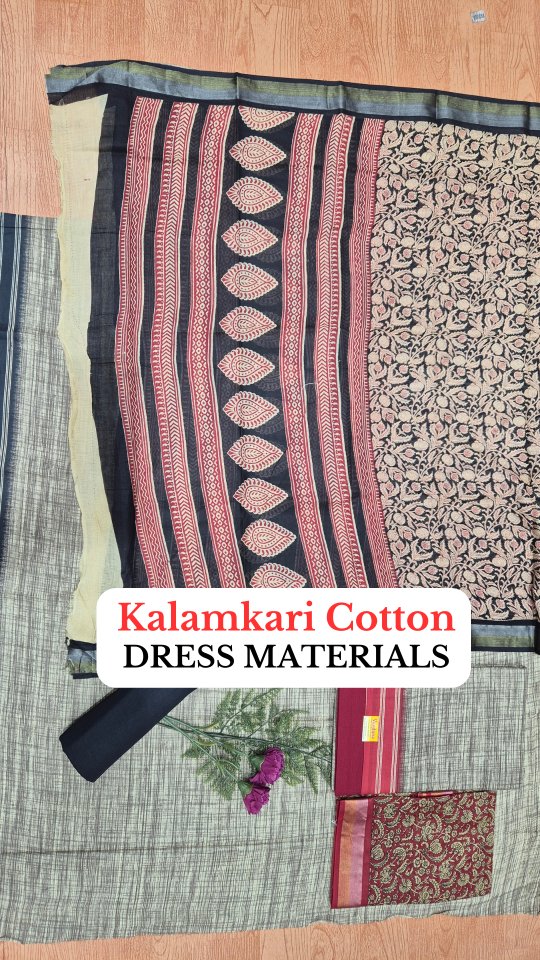 kalamkari cotton dress materials perfect for every occasion 😍, 👉Available in 2 colours , 📩DM or comment for details , ✅️We have premium and daily wear dress materials, readymade and half sarees , Wholesale Color:hot-pink power outfit Michael Kors Collection -