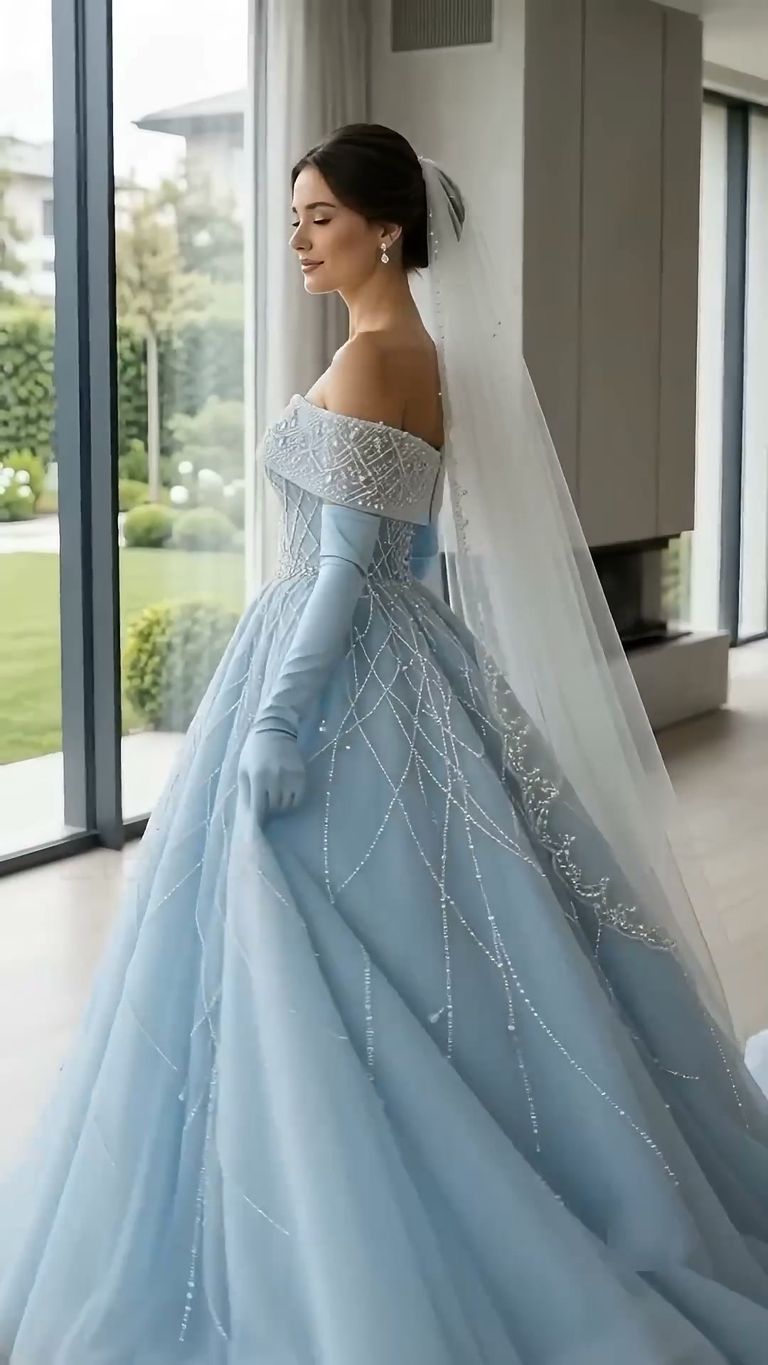 don't tell the bride blue wedding dress or not blue, she LOVES her dress! Would you wear a no-white dress? | NORS Celestial Blue Gown By Size:7-8 YEARS