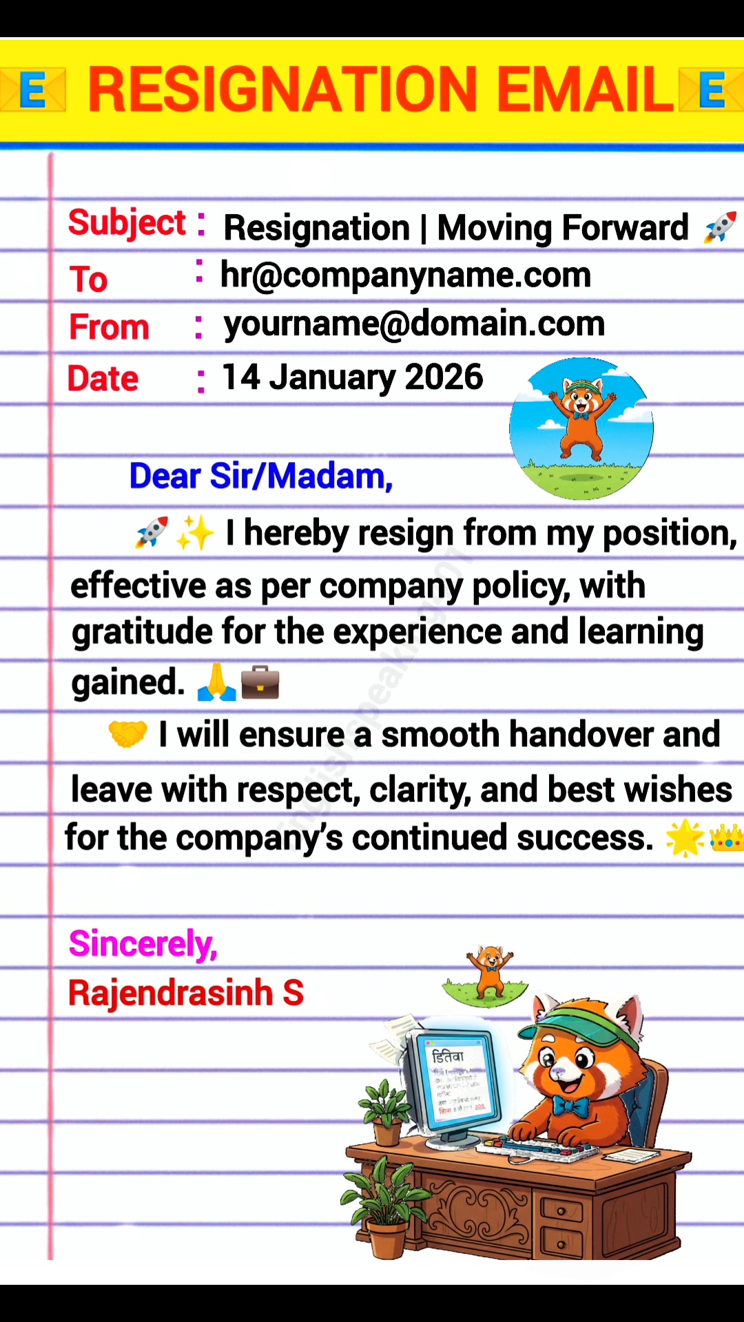 || RESIGNATION EMAIL FORMAT ️ | Professional Way to Quit Your Job ...