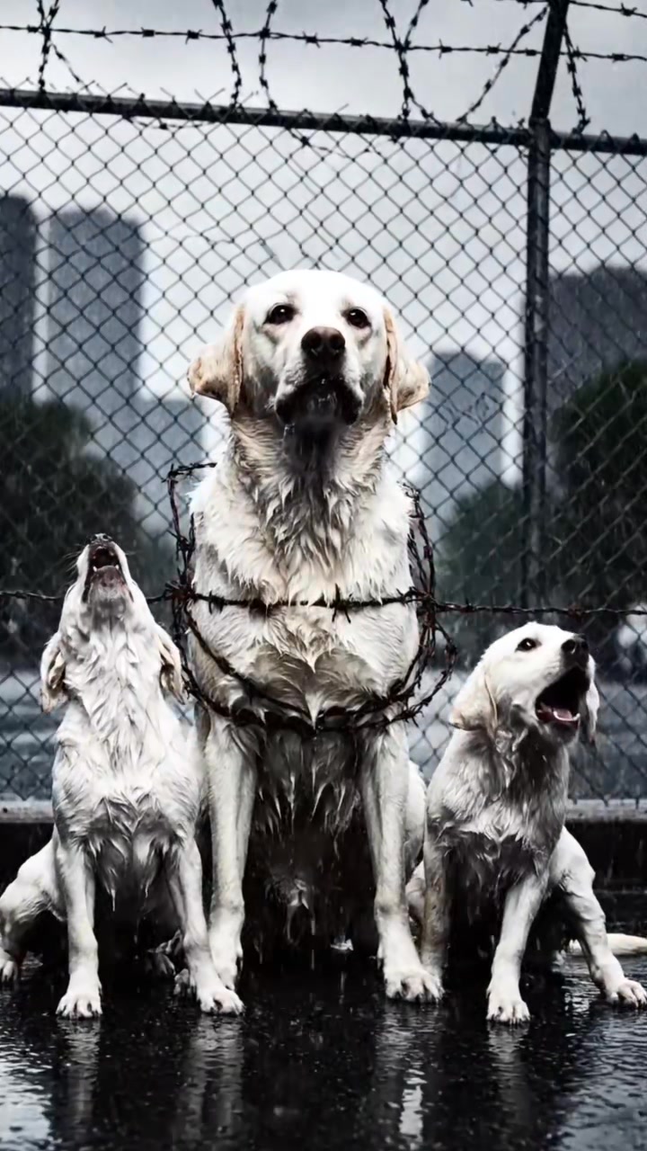 Curated visual reference: Visual Reference: Heartbreaking Mother Dog Tangled In Wire During A Storm Animals