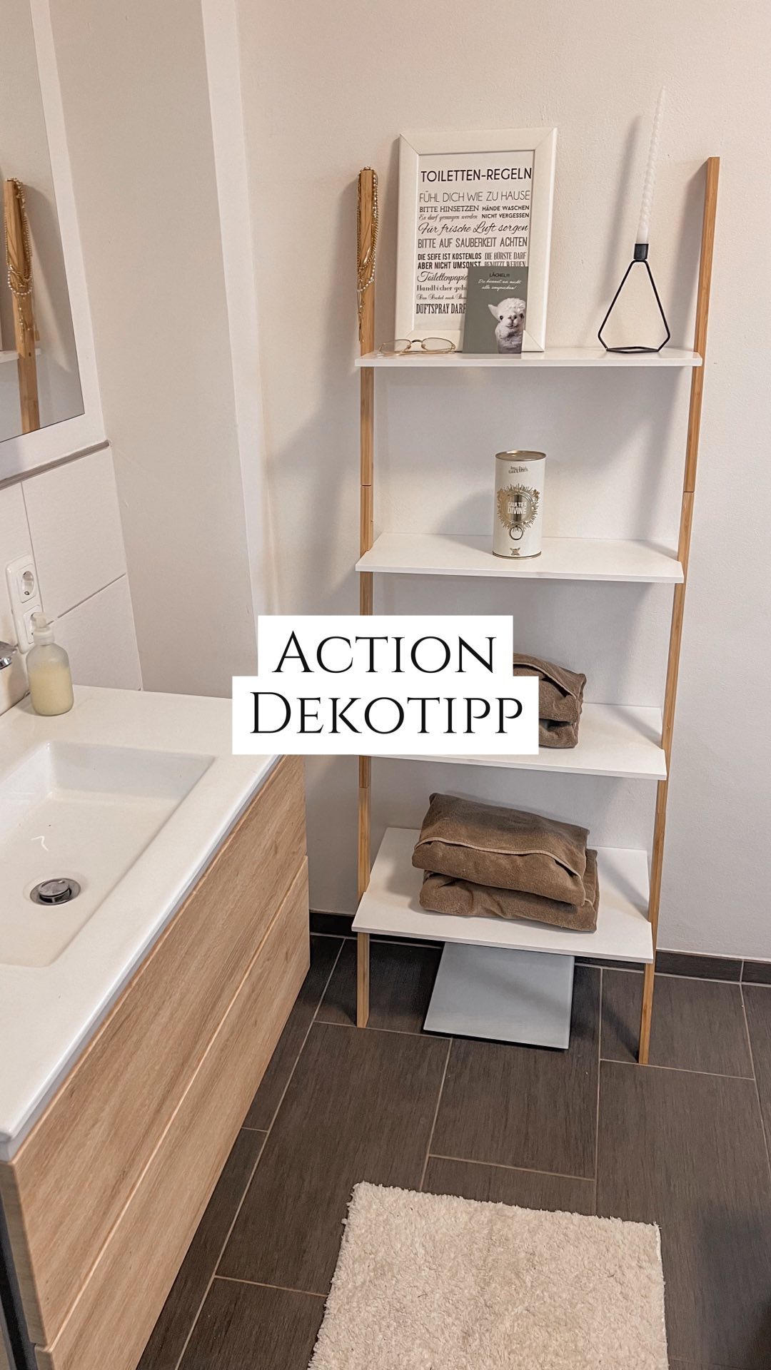 Action Dekotipp , Unser altes Regal was im Badezimmer stand ist leider kaputt, da die Kids das Regal gerne als Leiter genutzt haben und es dafür nicht ausgelegt ist, weshalb ich für euch zu Action bin