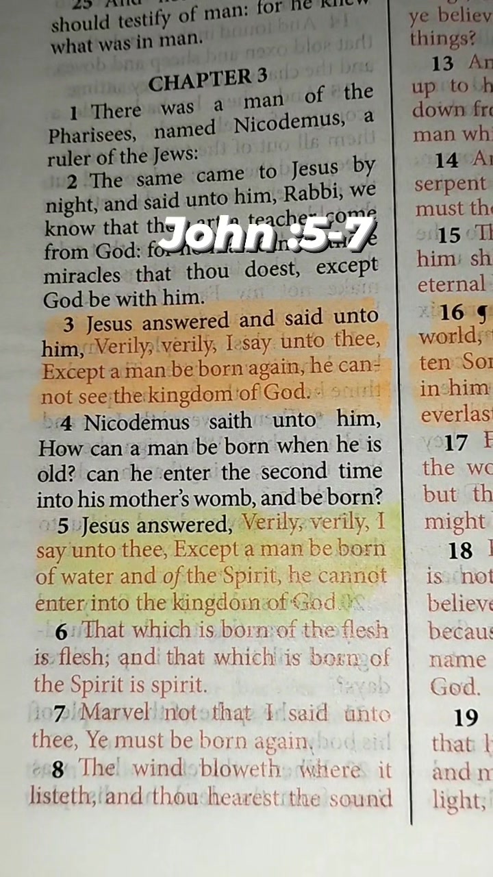 "Jesus answered, “Very truly I tell you, no one can enter the kingdom ...