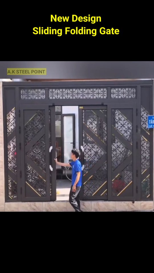 New latest design sliding folding gate installation for house # ...