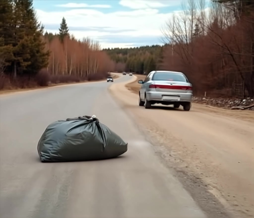 A shocking moment on the highway! A strange package was thrown out of ...